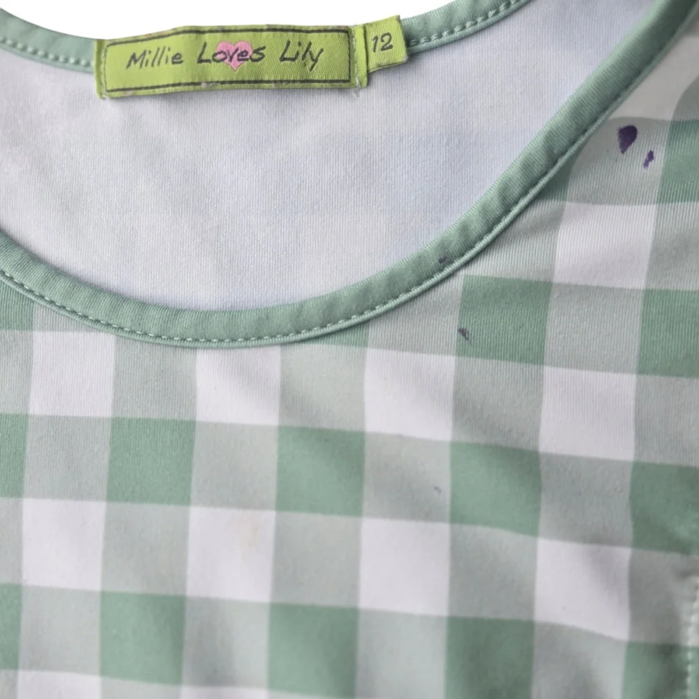 Millie Loves Lily Sage Green Bunny/Easter Ruffle Dress Size 12